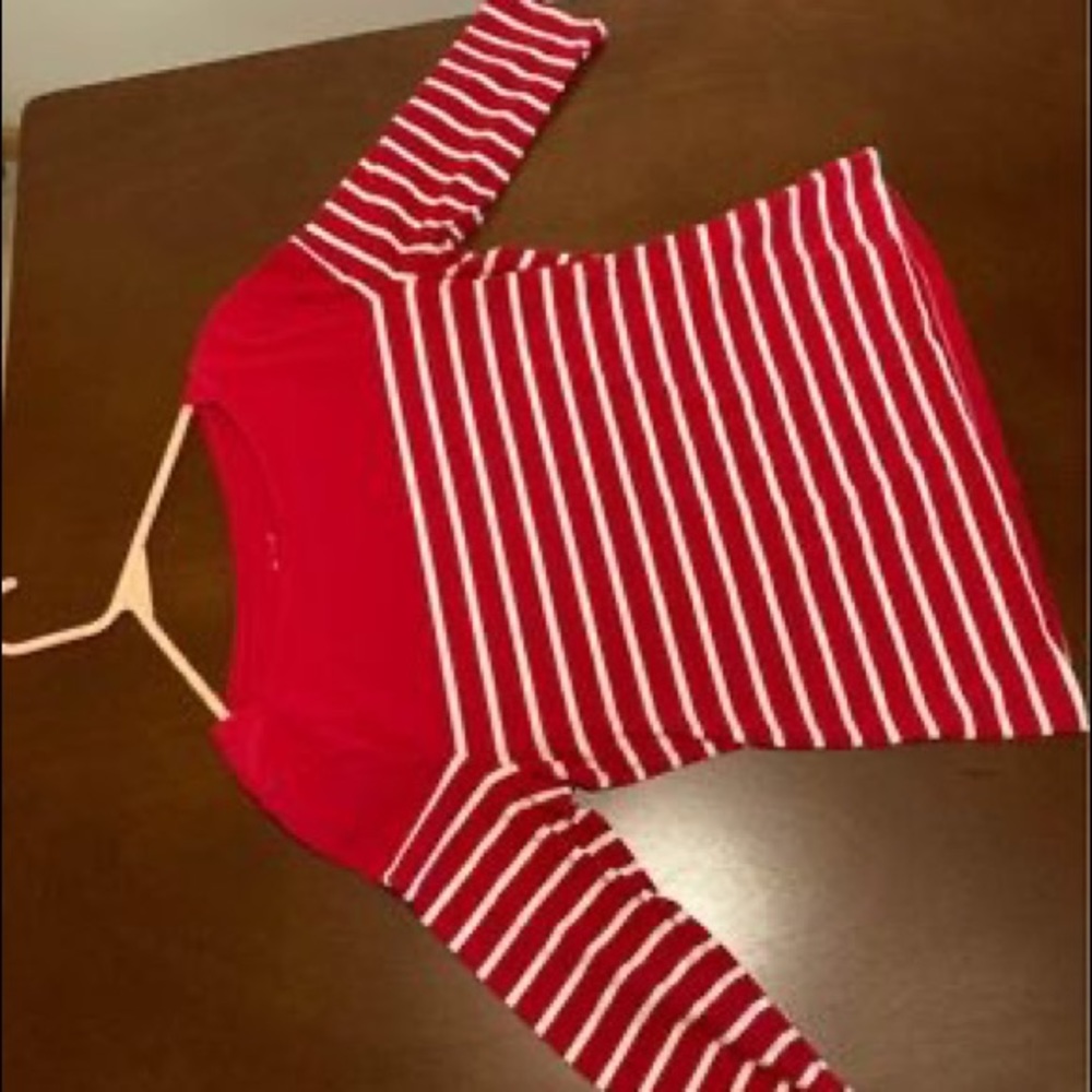 Red Boat-Neck Striped Shirt